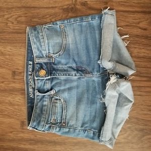 American Eagle Size 00 High Rose Shortie Denim Jean Shorts Women Junior